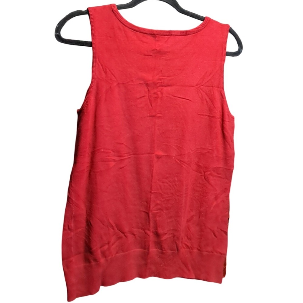 Talbots Red Pima Cotton Blend Scoop Neck Sleeveless Sweater Vest Shell Small - Picture 3 of 6